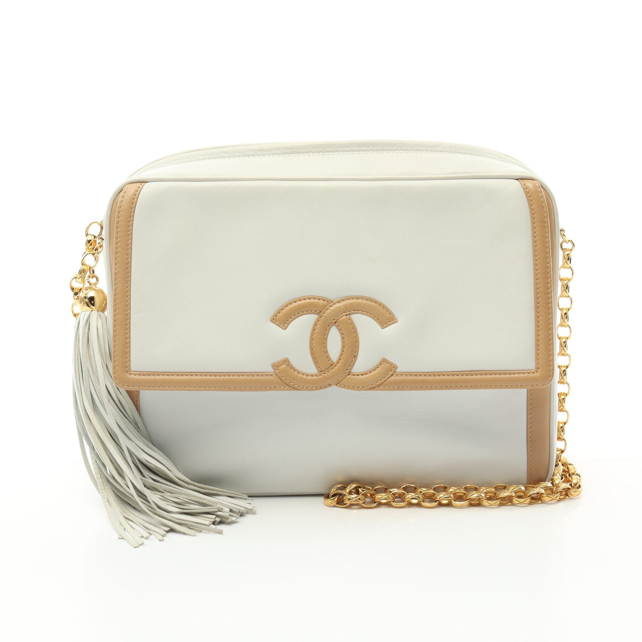 Chanel Chanel Coco Mark Chain Shoulder Bag Leather White Light Brown Gold Hardware Size ONE SIZE - 1 Thumbnail