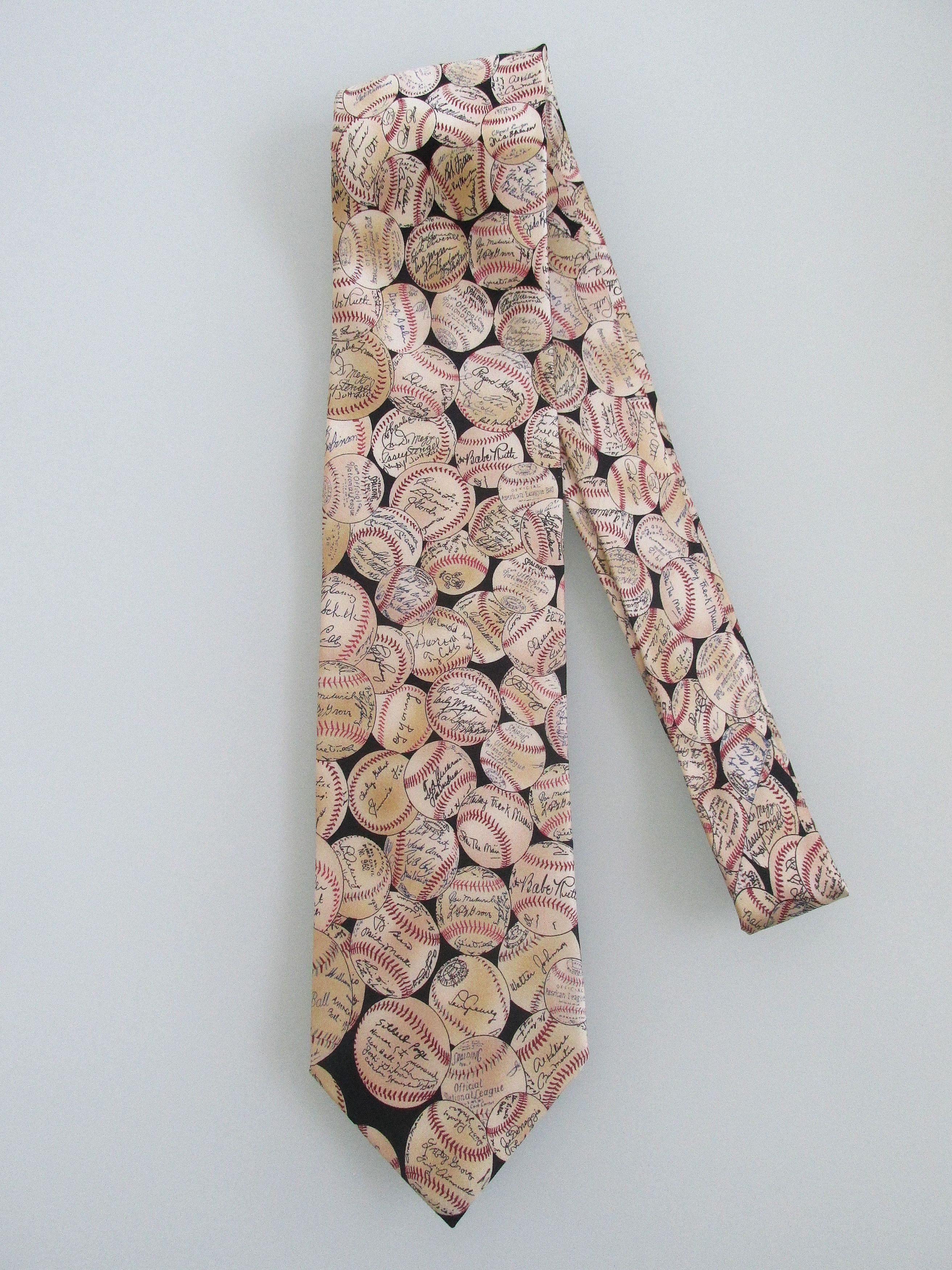 Other Museum Artifacts "Autographed Baseballs" Men's Silk Tie Size ONE SIZE - 1 Thumbnail