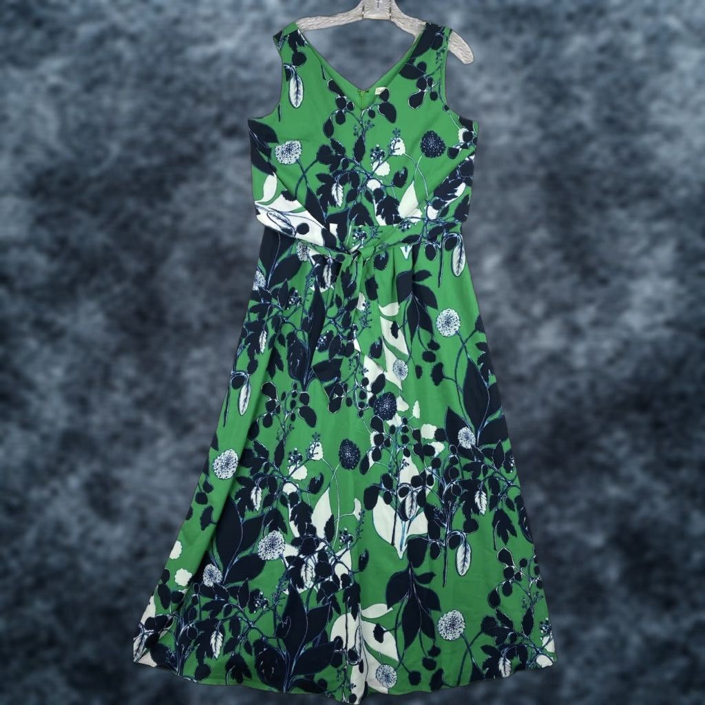 Coldwater Creek VINTAGE Coldwater Creek Maxi Dress Green Floral Classic Tie Waist V Neck Sleeveless Lined Size 10 Women's Boho Size L / US 10 / IT 46 - 1 Thumbnail