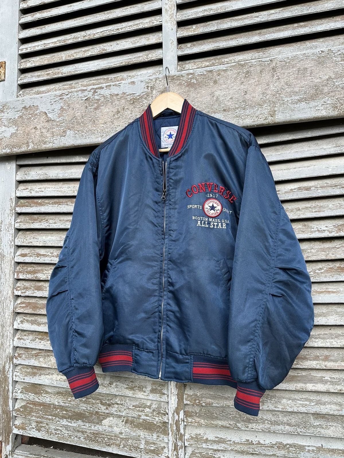Converse 👹Vintage Converse Boston Mass Embroidery Logo Bomber Jacket Size US M / EU 48-50 / 2 - 5 Thumbnail