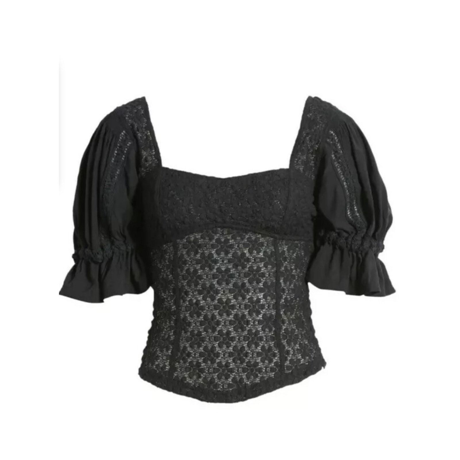 Free People Free People Spring Fling Crochet Top Black women A002085 Size L / US 10 / IT 46 - 5 Thumbnail