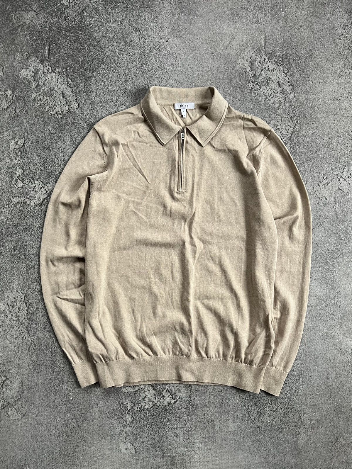 Reiss Reiss 1/4 Zip Collared Beige Sweater S Long Sleeve Pullover Size US S / EU 44-46 / 1 - 2 Thumbnail