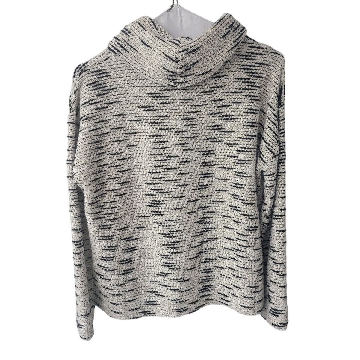Loft Loft White w/ Black & Metallic Gold Cowl Neck Sweater - L Size L / US 10 / IT 46 - 2 Thumbnail