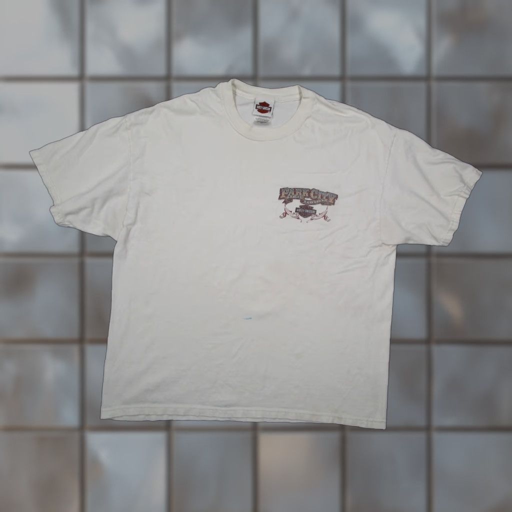 Hanes Harley Davidson Shirt XL White Park City Utah Distressed USA Mens Size US XL / EU 56 / 4 - 1 Thumbnail