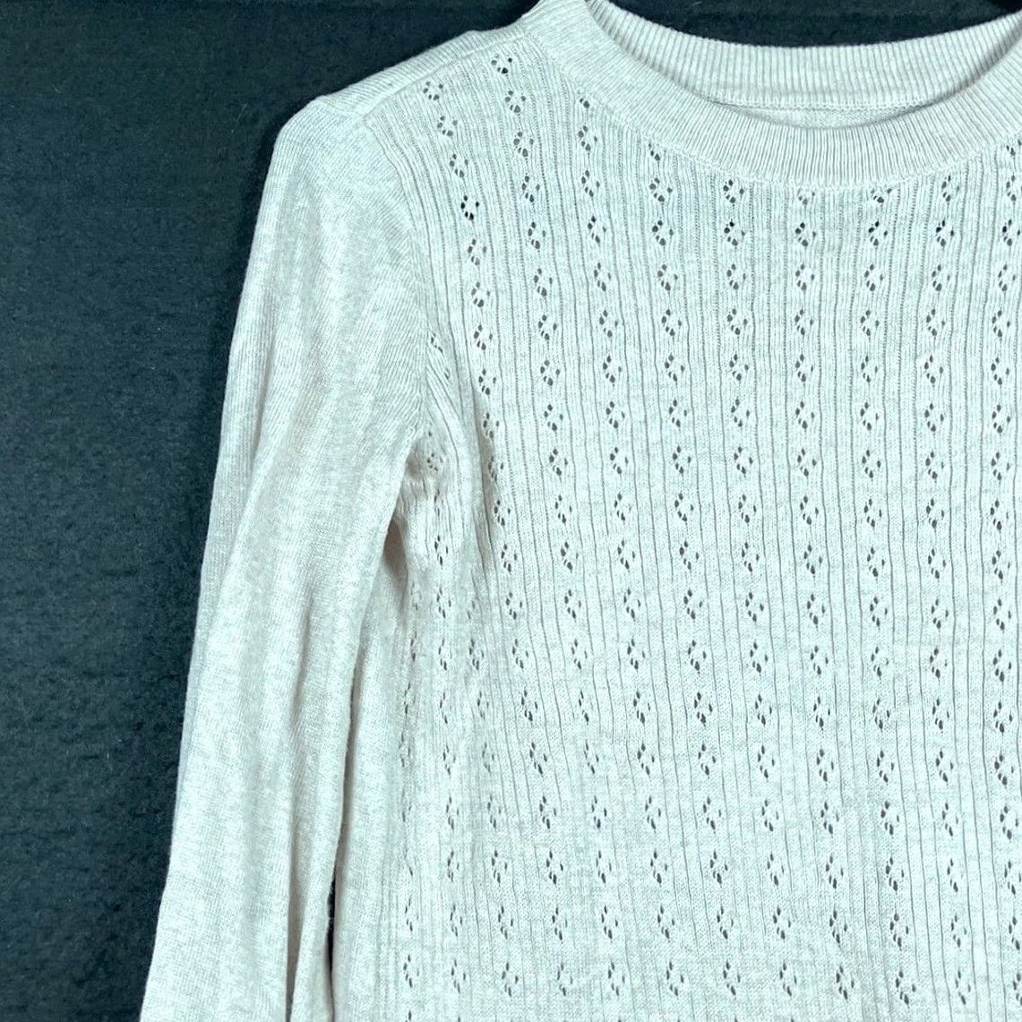 Vintage Lauren Conrad Womens Sweater Tan Knit Ruffle Peplum Peasant Flared Sleeve XS Pullover Knit Solid Crew Neck Long Sleeve Morb? Size XS / US 0-2 / IT 36-38 - 4 Thumbnail