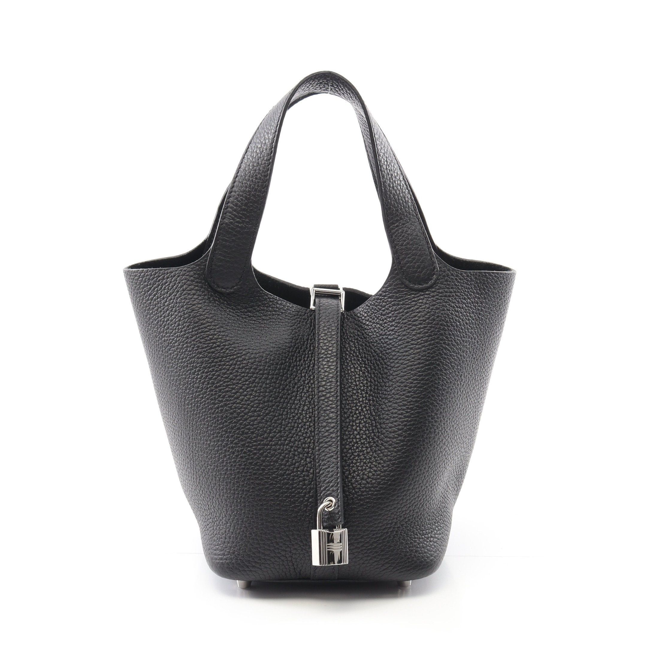 Hermes Hermes Picotan Lock Pm Handbag Clemence Leather Black Silver Hardware B Stamp Size ONE SIZE - 1 Thumbnail