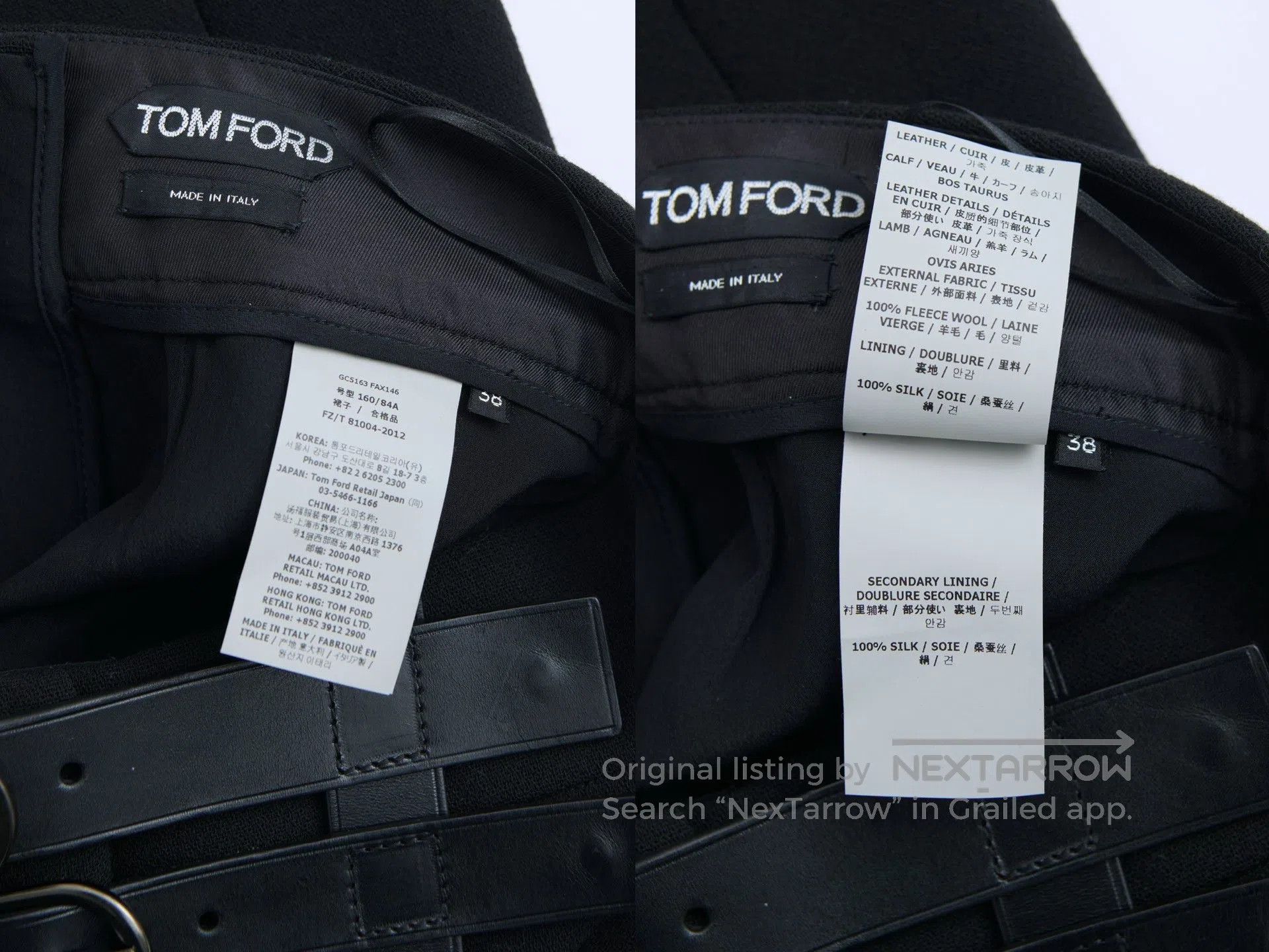 Tom Ford Tom Ford Double Belt Wool Midi Skirt. Size 31" - 9 Thumbnail