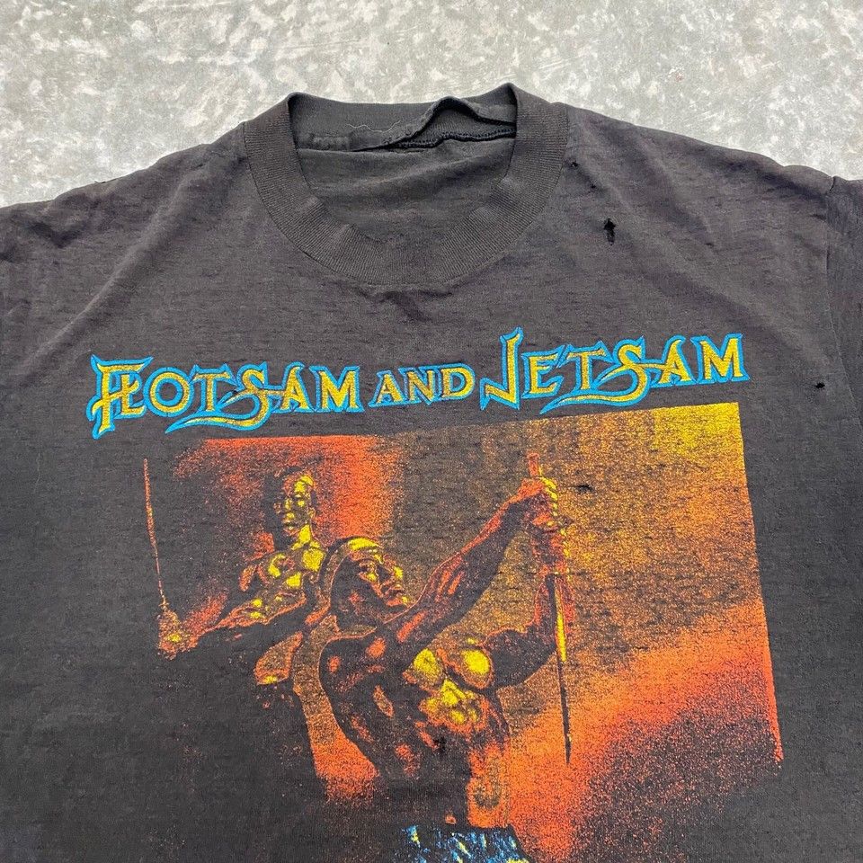 Band Tees × Vintage VTG Faded 80s Flotsam and Jetsam Band T Shirt Paper Thin Size US S / EU 44-46 / 1 - 3 Thumbnail