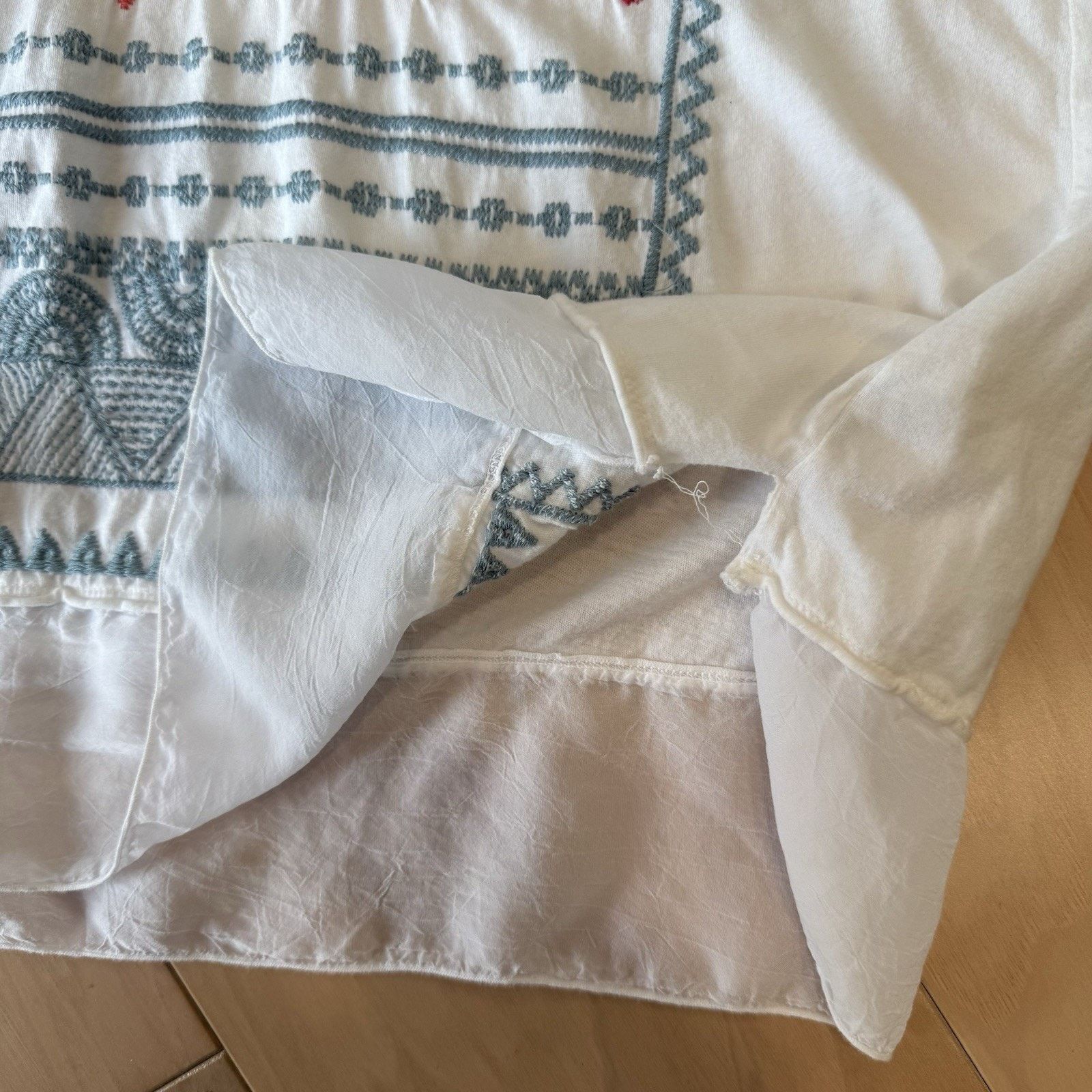 Designer × Johnny Was Johnny Was Tunic Women's Large White Donya Top Embroidered Size L / US 10 / IT 46 - 7 Thumbnail