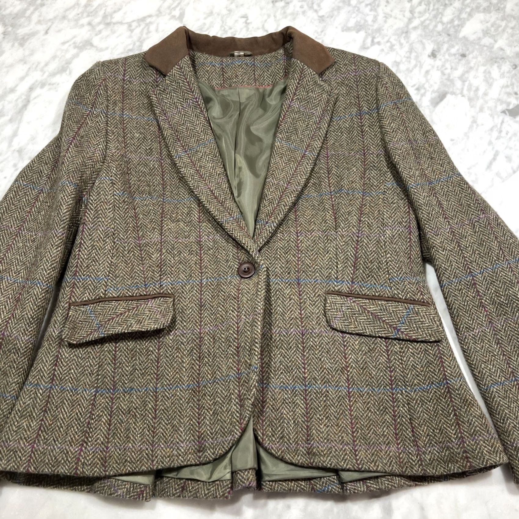 Harris Tweed VINTAGE Harris Tweed Blazer Coat Women’s UK 18 US 14 XL Herringbone Wool Lined Size XL / US 12-14 / IT 48-50 - 3 Thumbnail