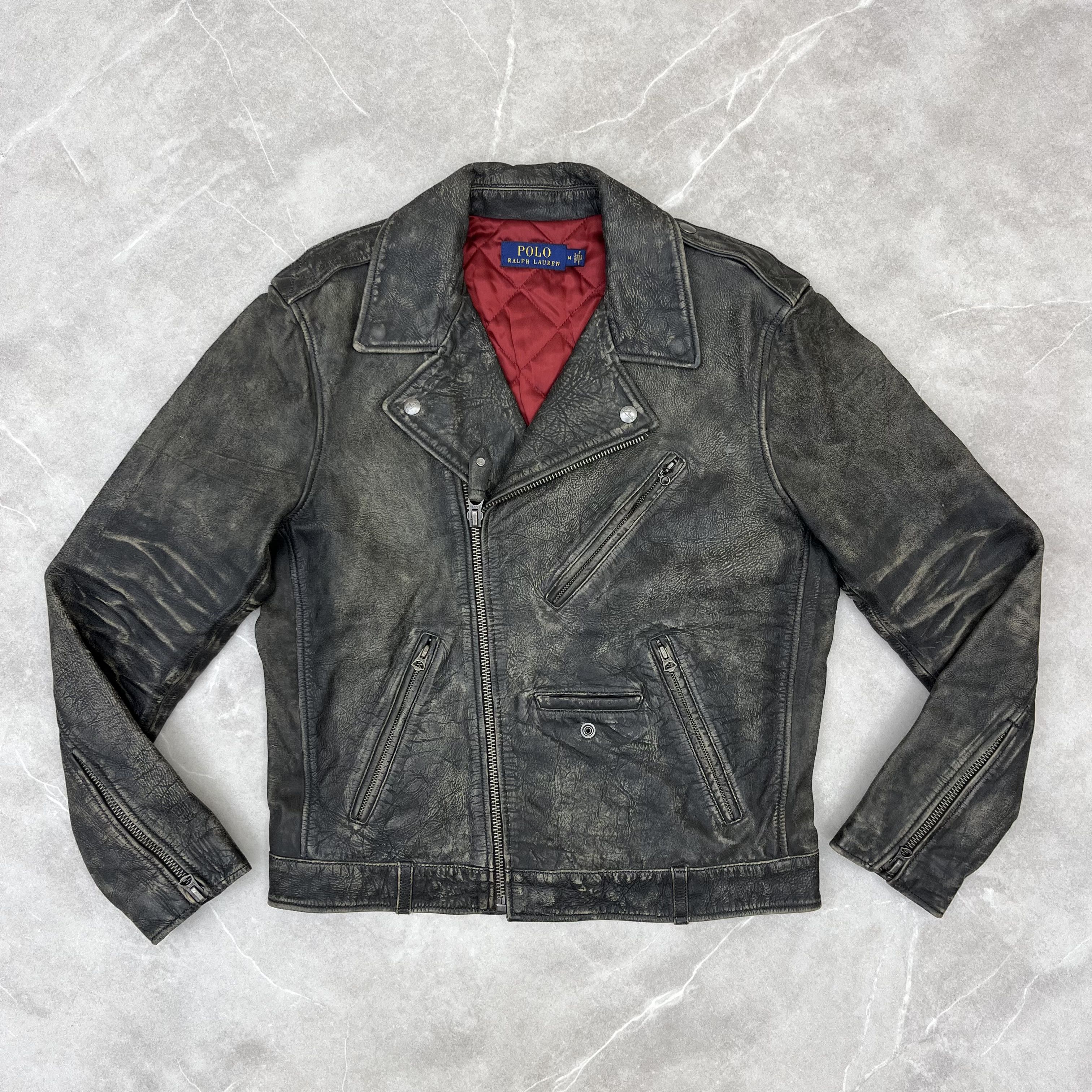 Polo Ralph Lauren Polo Ralph Lauren Moto Leather Jacket RL Mens Biker Jacket Size US M / EU 48-50 / 2 - 1 Thumbnail
