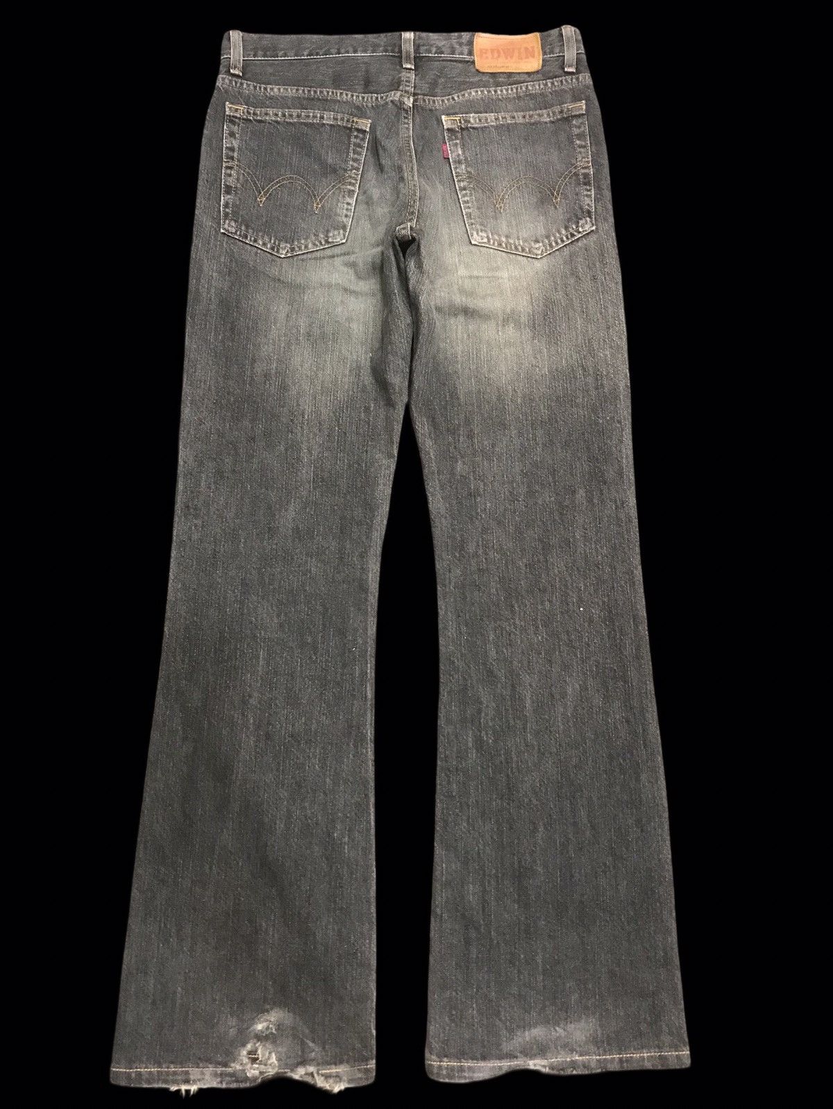 Edwin 💥BOOTCUT💥ARCHIVAL EDWIN REBEL BLACK DISTRESSED DENIM F256 Size US 29 - 10 Thumbnail