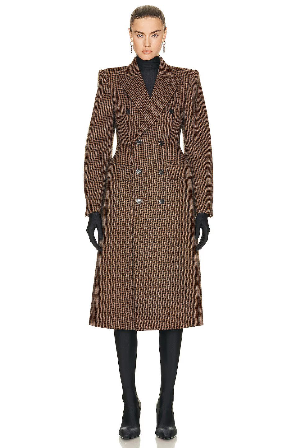 Balenciaga o1la1rc1a1024 DB Hourglass Coat in Brown/Beige Size S / US 4 / IT 40 - 1 Thumbnail