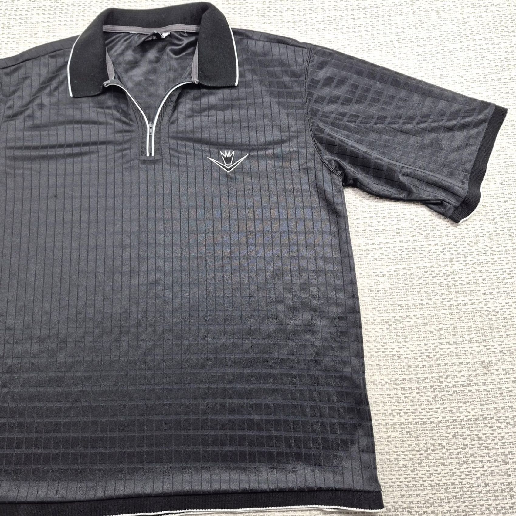Vintage Rollin Hard Polo Shirt Mens L Black Check 1/4 Zip Jersey Knit Casual USA Polo Short Sleeve Size US L / EU 52-54 / 3 - 2 Thumbnail