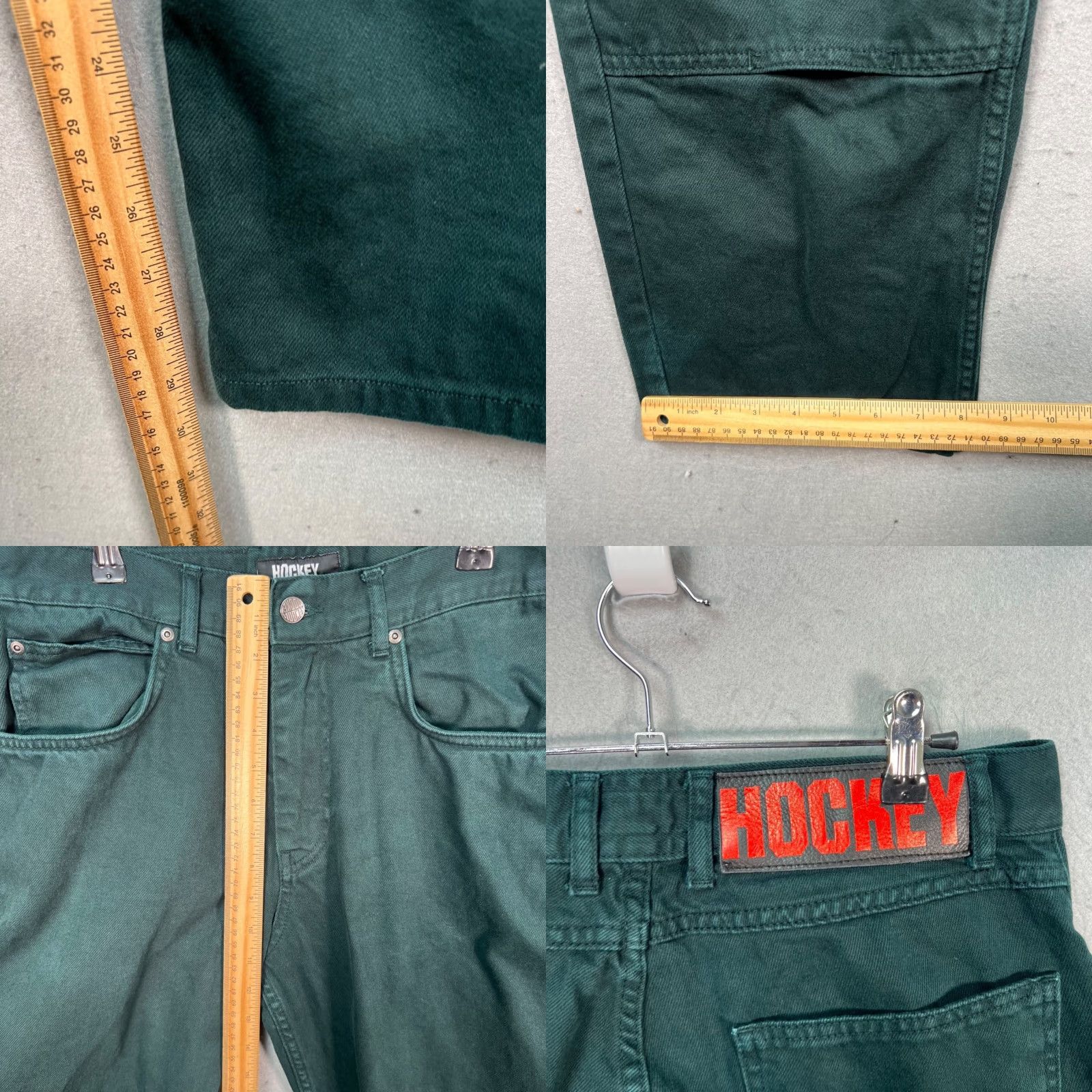 Vintage Hockey Mens Size 32 Green Carpenter Pants - 100% Cotton Workwear Straight Leg, Flat Front, Inseam 30, Vintage/Used, Mens Size US 32 / EU 48 - 8 Thumbnail