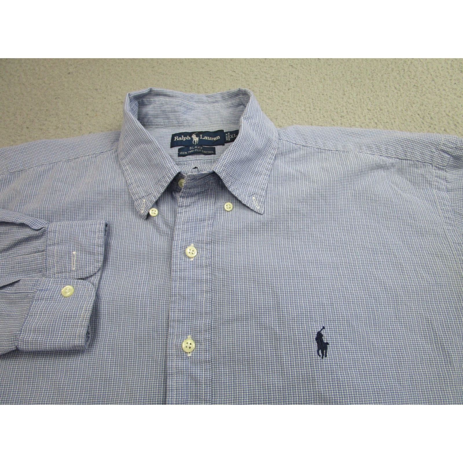 Ralph Lauren VINTAGE Ralph Lauren Shirt Mens XL Long Sleeve Blue Plaid Button-Down Polo Logo Classic Fit Office & Casual Size US XL / EU 56 / 4 - 3 Thumbnail