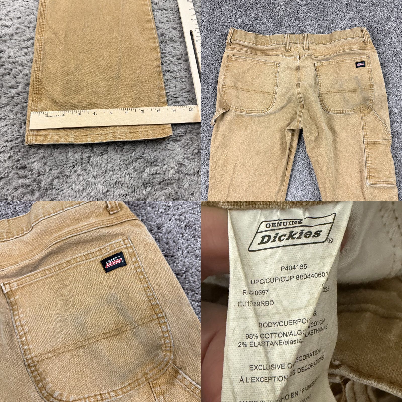 Dickies Dickies Pants 36 Brown Carpenter Canvas Mid Regular Cotton Spandex Stretch Workwear Mens Size US 33 - 8 Thumbnail
