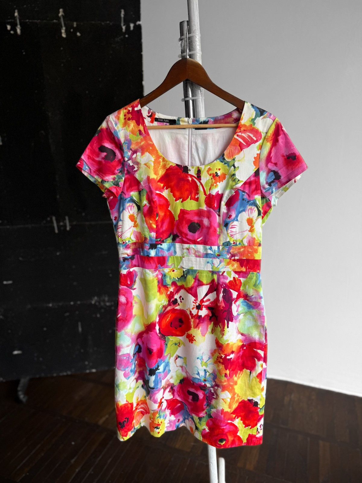 Designer Marc Aurel Womens Watercolor Floral Print Sheath Dress Size S / US 4 / IT 40 - 1 Thumbnail