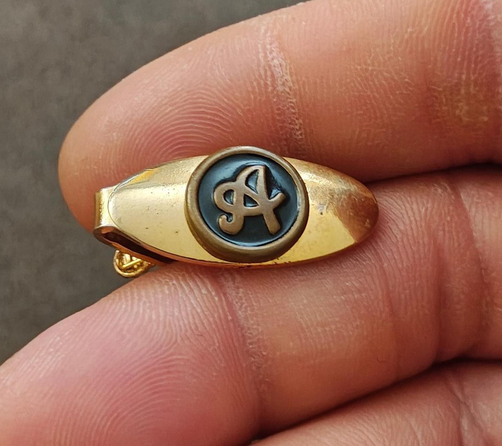 Other 1950s/60s Gold Tone Black Enamel Monogram Initial A Tie Clip Size ONE SIZE - 8 Thumbnail