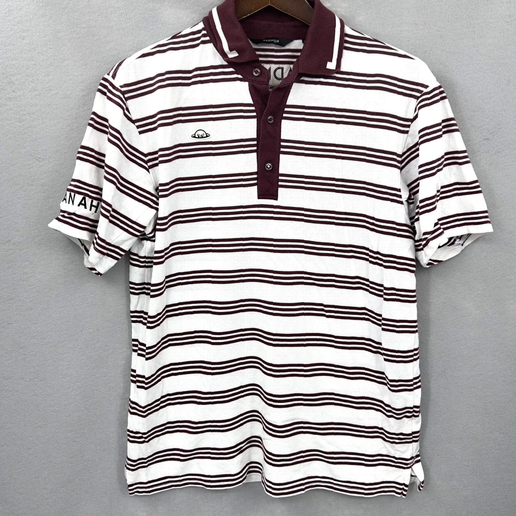 Vintage Radmor Golf Polo Shirt Mens M Striped Pique Stretch Logo White Red Clothing Sports Golf Shirt Polo Size US M / EU 48-50 / 2 - 2 Thumbnail