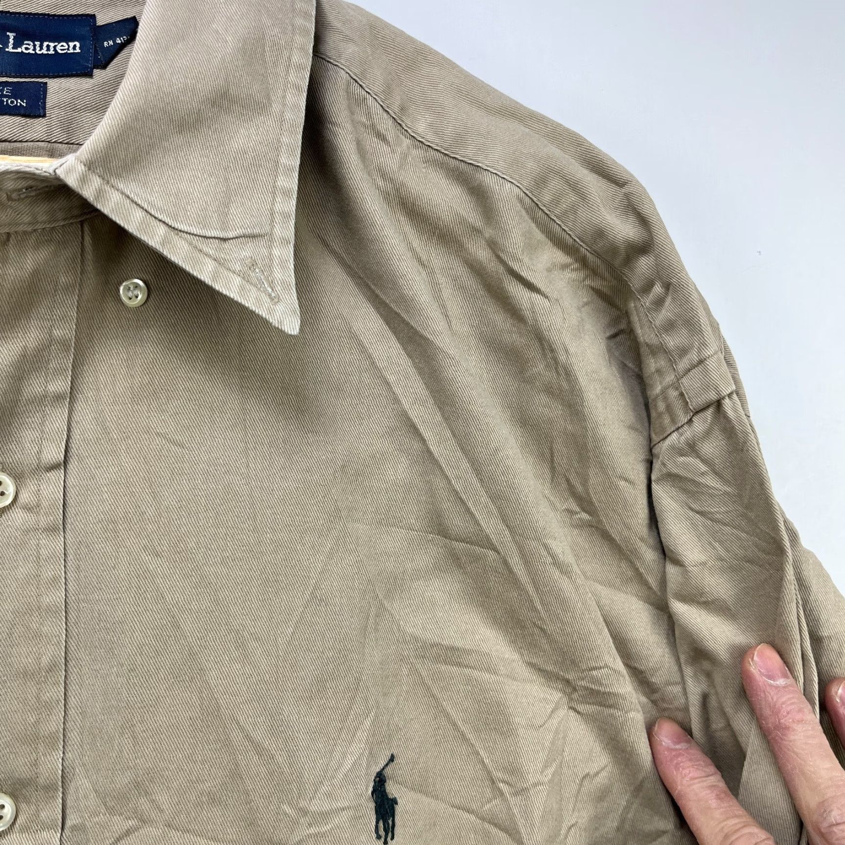 Polo Ralph Lauren **VINTAGE 90s Polo Ralph Lauren XL Beige Button-Up Long Sleeve Shirt** User: Vintage 90s Polo Ralph Lauren XL Beige Button-Up Long Sleeve Shirt Size US XXL / EU 58 / 5 - 3 Thumbnail