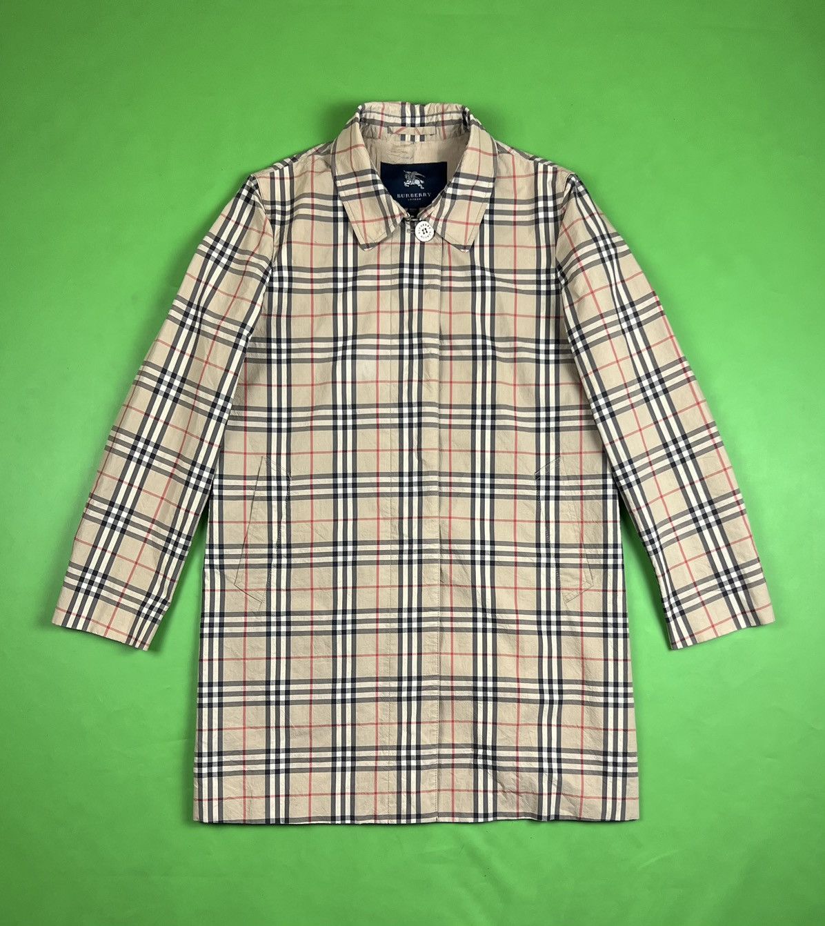 image of Burberry London Nova Check Trench Coat Jacket, Women's (Size Large)