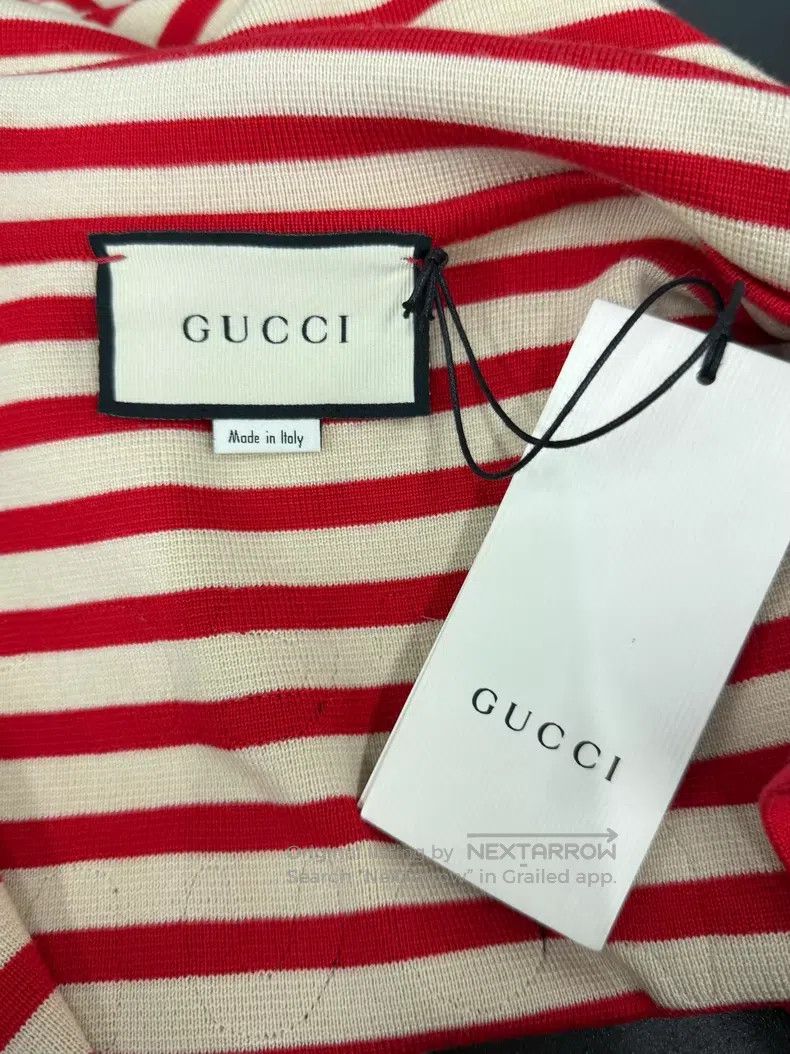Gucci Gucci Red and white striped gold buckle cardigan coat Size S / US 4 / IT 40 - 4 Thumbnail