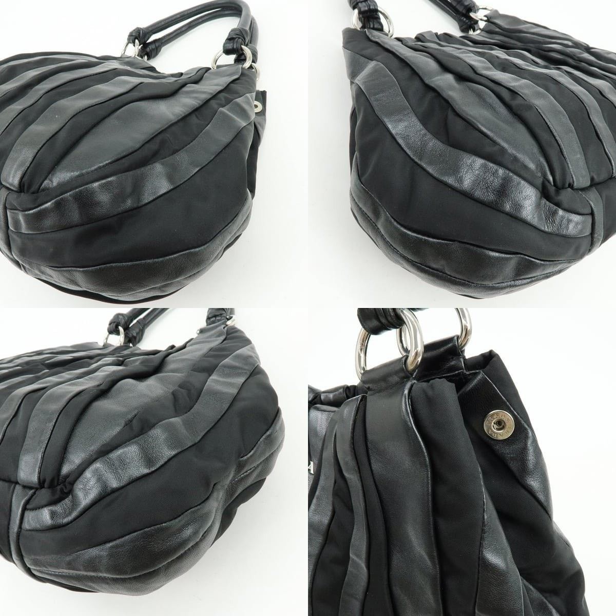 Prada Prada Logo Leather & Nylon Shoulder Bag Black Size ONE SIZE - 5 Thumbnail