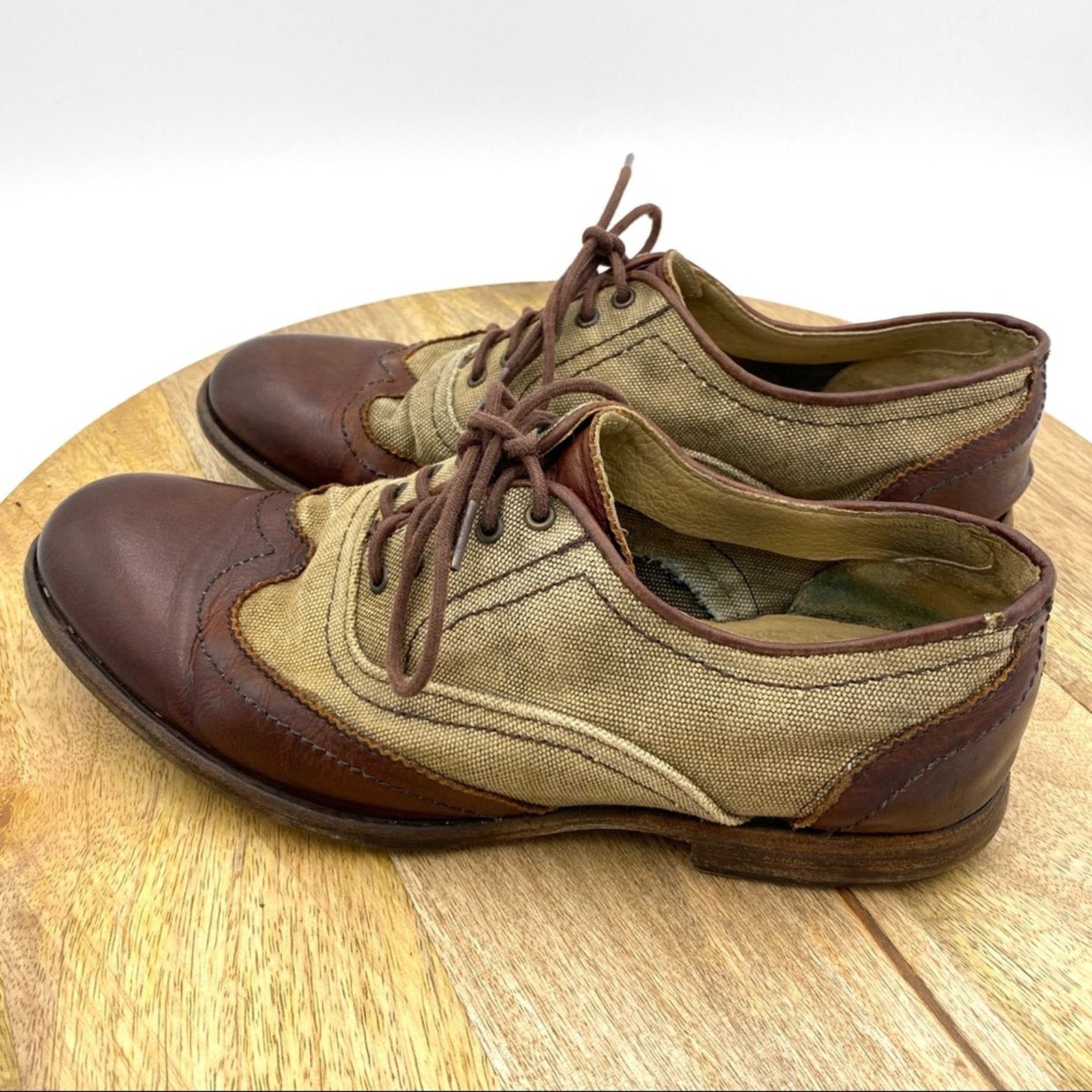 Frye Frye Harvey Canvas Oxfords Leather Wing Tips Size US 8 / EU 41 - 2 Thumbnail