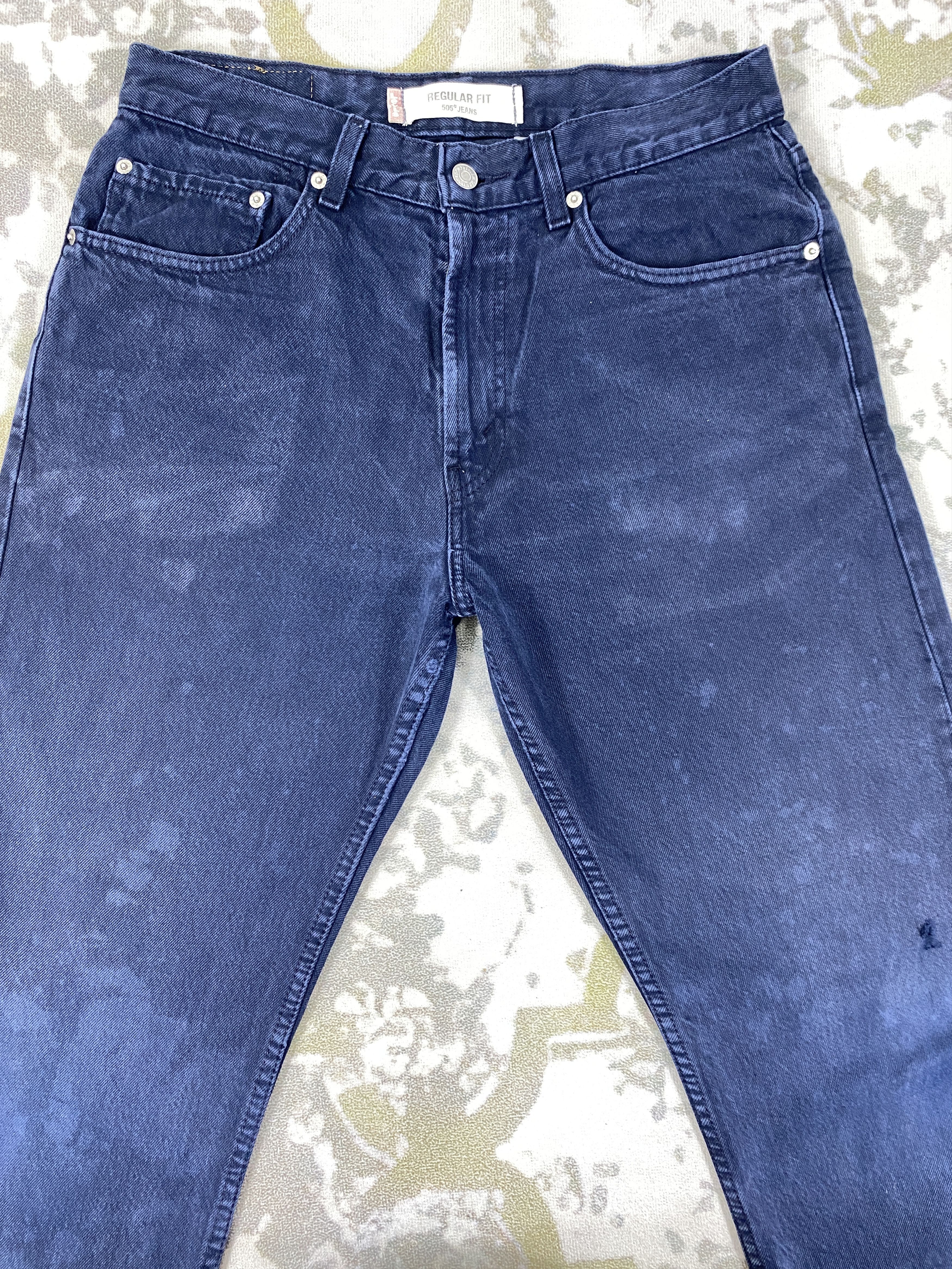 Levi's Vintage Levis 505 Regular Fit Jeans NavyFaded Indigo 31x29.6 Size US 31 - 3 Thumbnail