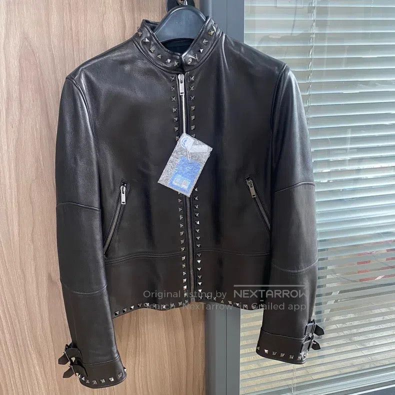 Valentino Valentino Black willow nail motorcycle tread jacket Size S / US 4 / IT 40 - 1 Thumbnail