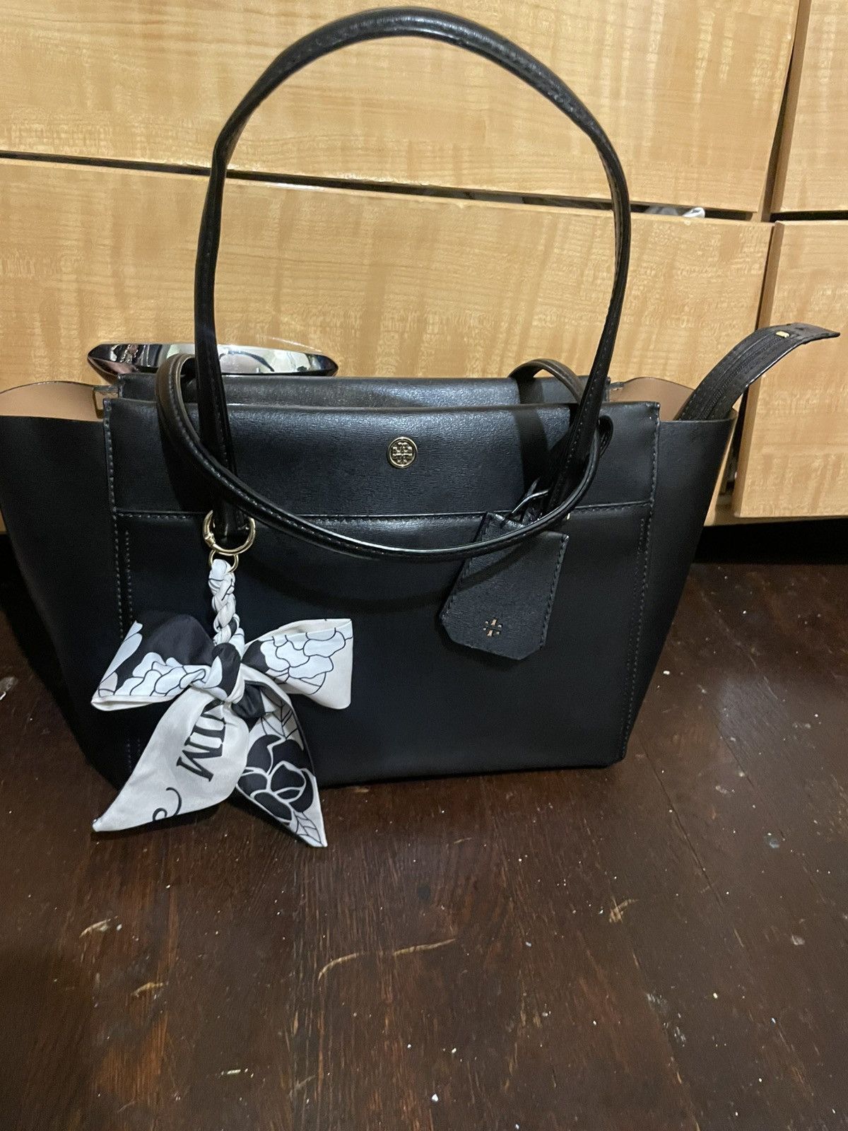 Tory Burch Tory Burch Bag Parker Tote Medium Black Leather Size ONE SIZE - 2 Thumbnail