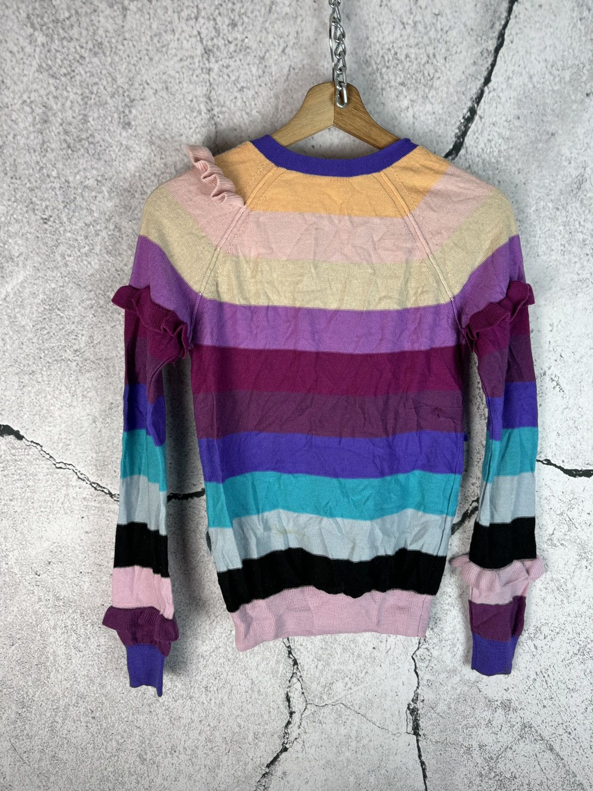 Sonia Rykiel Striped Multicolor Wool Sweater Made in Hong Kong Size M / US 6-8 / IT 42-44 - 2 Thumbnail