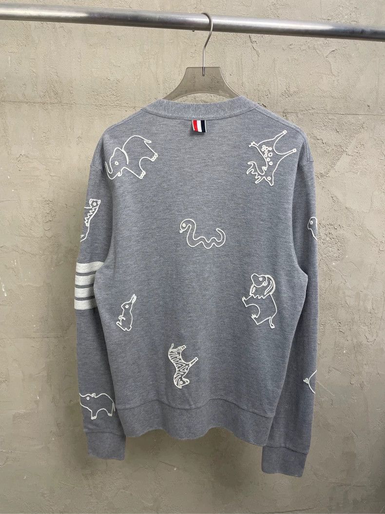 Thom Browne Thom browne Gray Xiu Zoo Four-Striped Knitted Cardigan jack Size US S / EU 44-46 / 1 - 2 Thumbnail