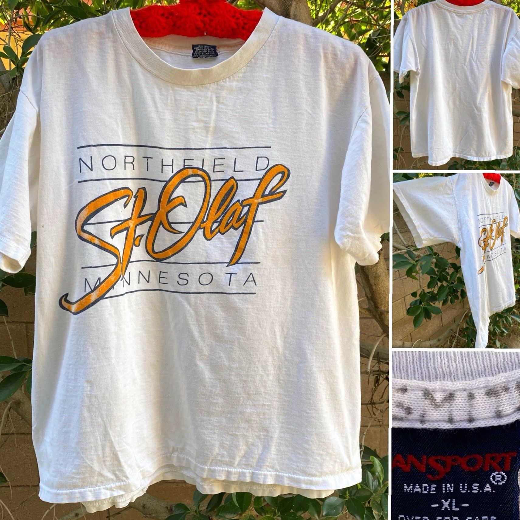 Jansport VINTAGE Jansport St Olaf College USA T-Shirt XL Shirt Men White 1980s 1989 USA College Graphic Print Vintage Size US XL / EU 56 / 4 - 2 Thumbnail