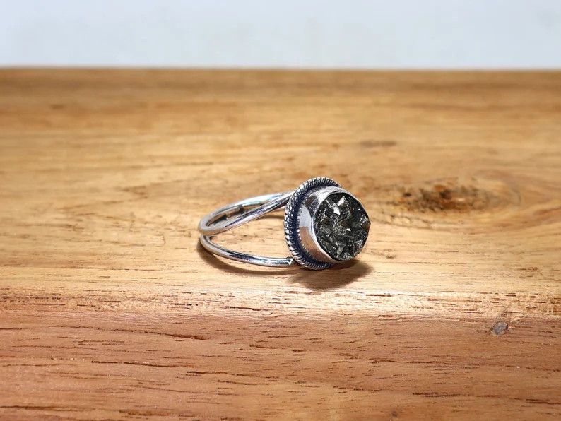 Handmade Handmade Pyrite Sterling Silver Ring: Designer Promise Ring Size ONE SIZE - 4 Thumbnail