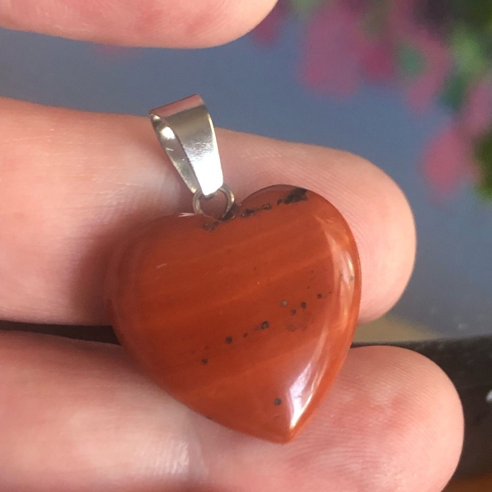 Handmade Handcrafted red jasper heart pendant on chain necklace Size ONE SIZE - 11 Thumbnail