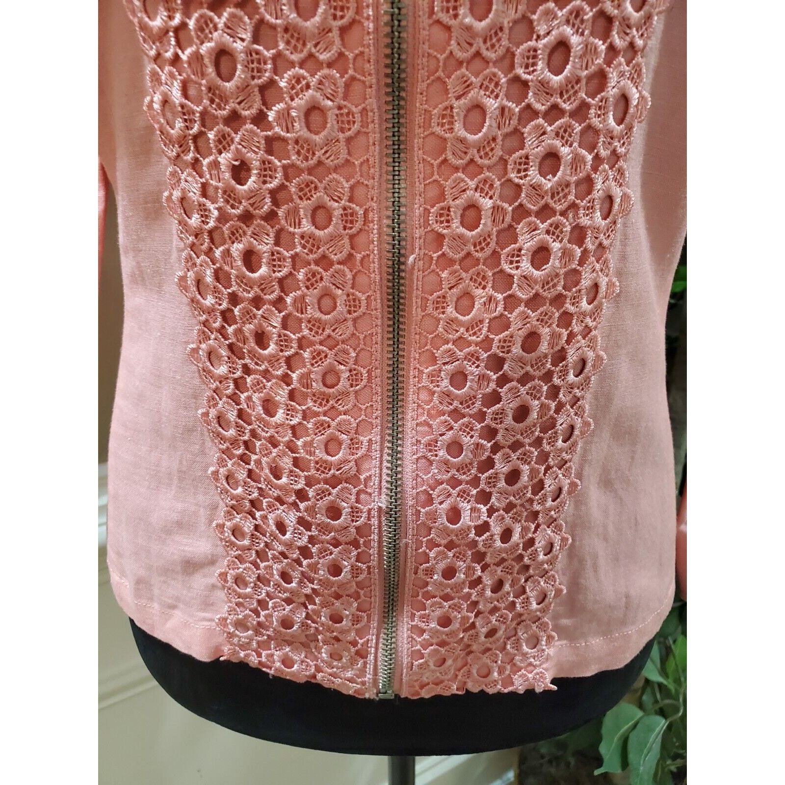 Other Ruby Rd. Lace Floral Linen Casual Full Zip Jacket Size 12 Size XL / US 12-14 / IT 48-50 - 5 Thumbnail