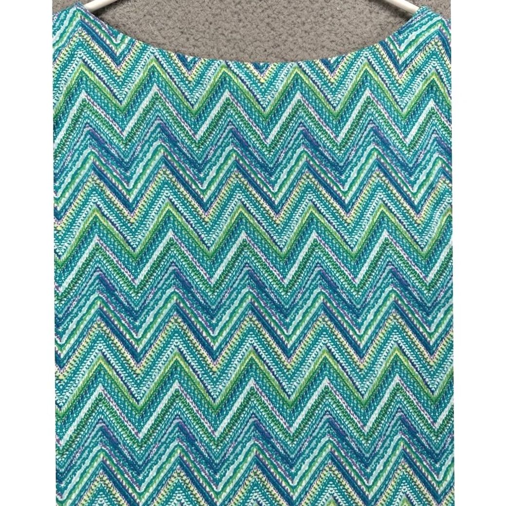 J. Jill J. Jill Button Up Sleeveless Shirt Womens Large Blue Green Geometric Top Ladies Size L / US 10 / IT 46 - 5 Thumbnail