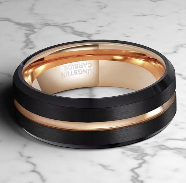 Other Tigrade Black Tungsten Ring – Rose Gold Accent Size ONE SIZE - 2 Thumbnail