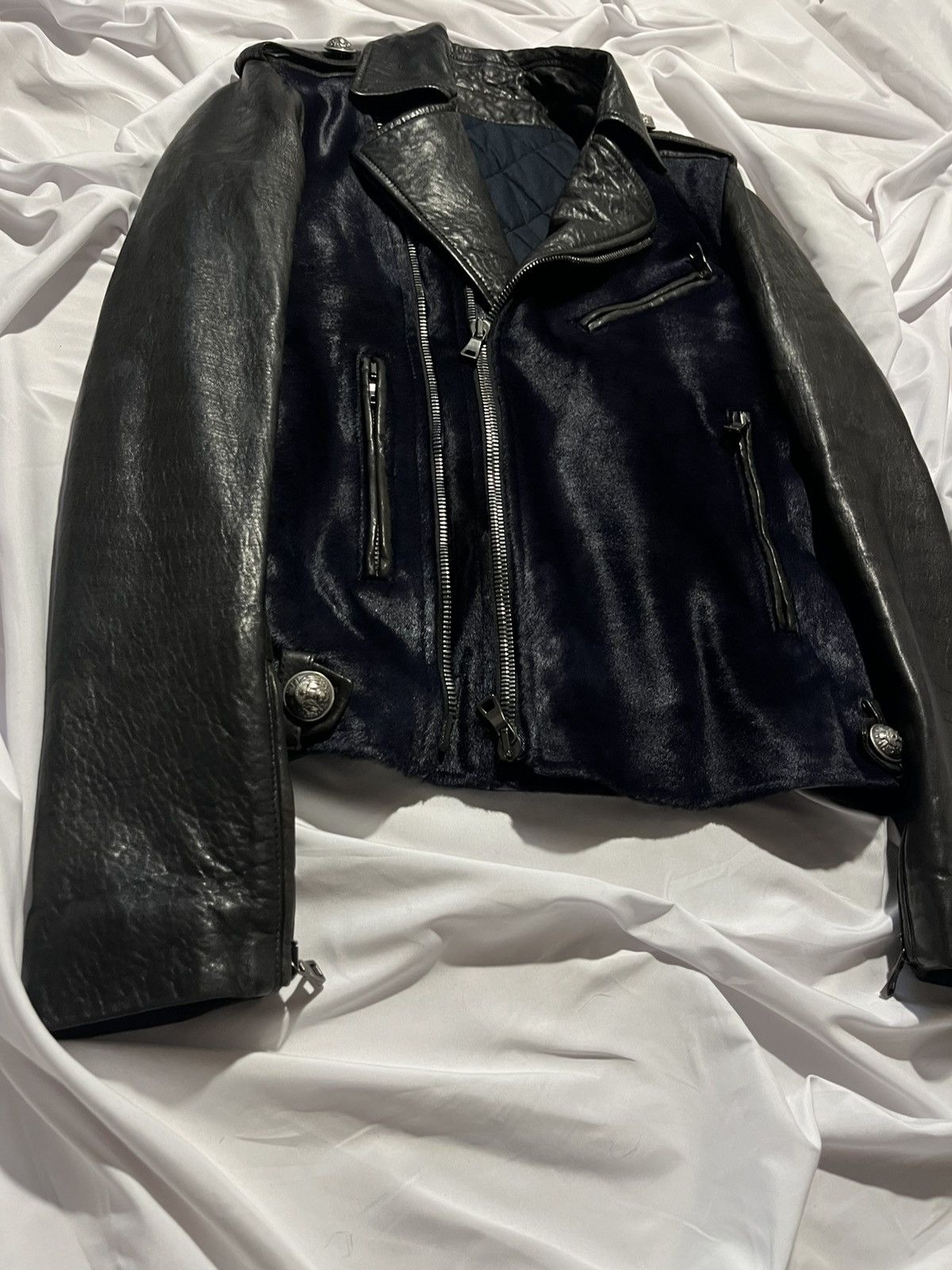 Balmain BALMAIN AW 2012 "MIDNIGHT BLUE" CALF SKIN/HAIR JACKET Size US S / EU 44-46 / 1 - 3 Thumbnail