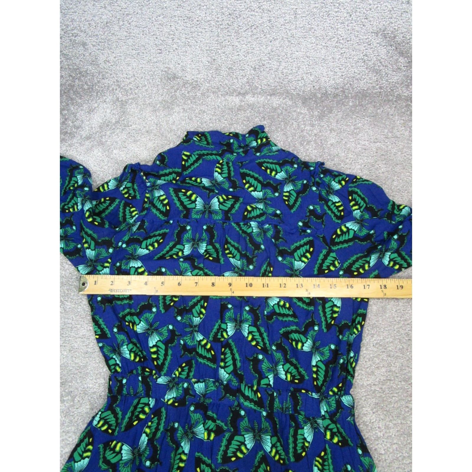 Vintage Maeve Dress Womens Small Blue Green Butterfly Wrap Blouson Size S / US 4 / IT 40 - 5 Thumbnail