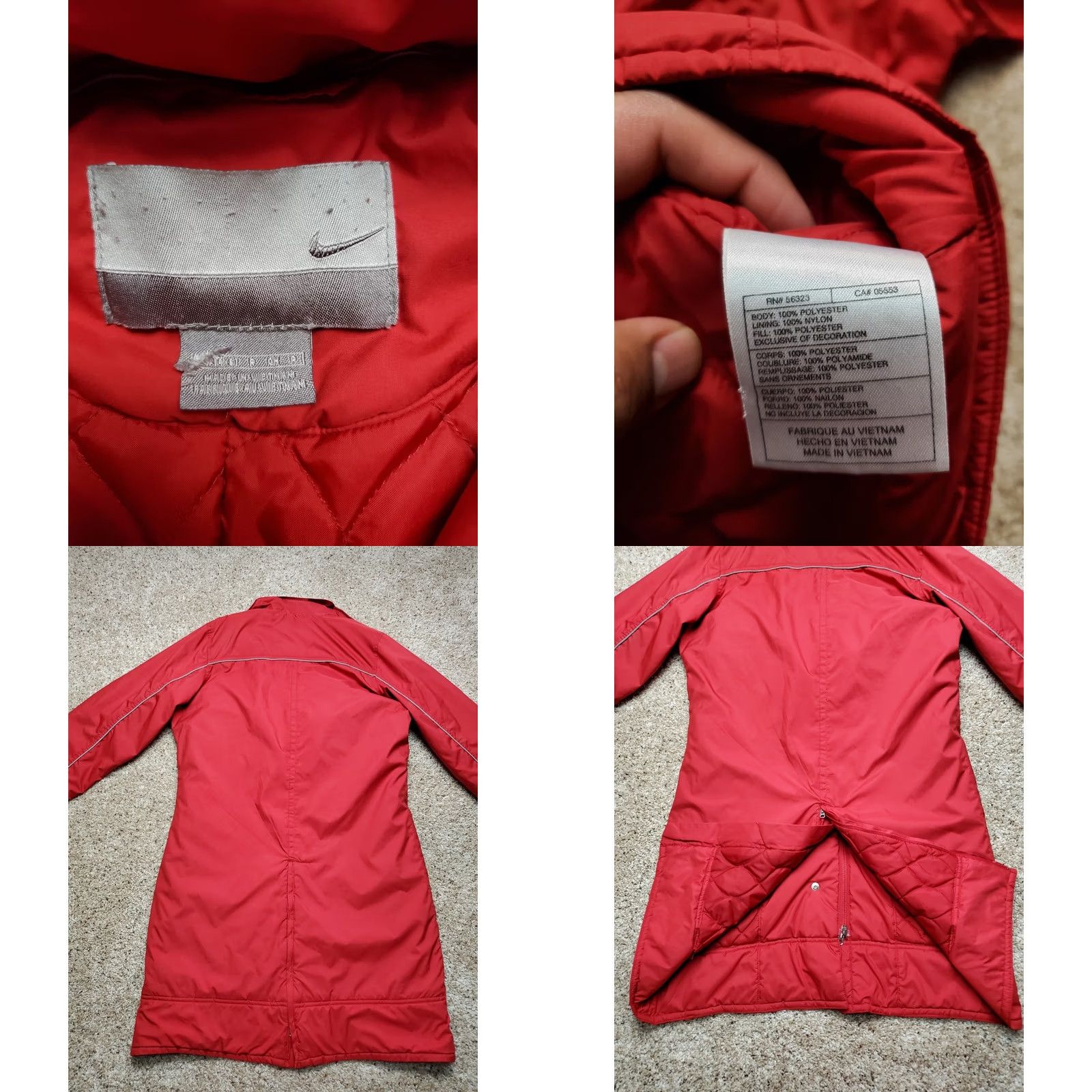 Nike VINTAGE Nike Trench Coat Womens Red Puffer Reflective Full Zip Snap Y2K Jacket Coat Long Sleeve XS/S Regular Mens, Womens Size S / US 4 / IT 40 - 8 Thumbnail