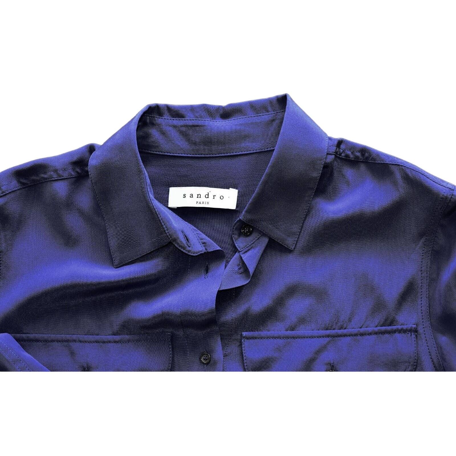Sandro SANDRO PARIS Silk ButtonUp Long Sleeve Dress Shirt Sz 1 US 4 Size S / US 4 / IT 40 - 4 Thumbnail