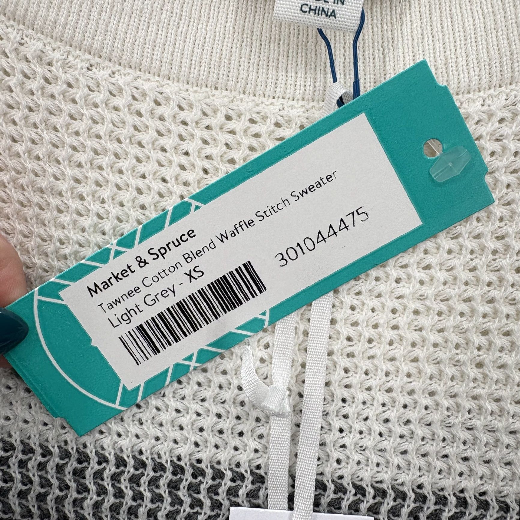 Market Market & Spruce Tawnee Waffle Knit Sweater Womens XS Gray Stripe Boat Neck NWT Size XS / US 0-2 / IT 36-38 - 5 Thumbnail