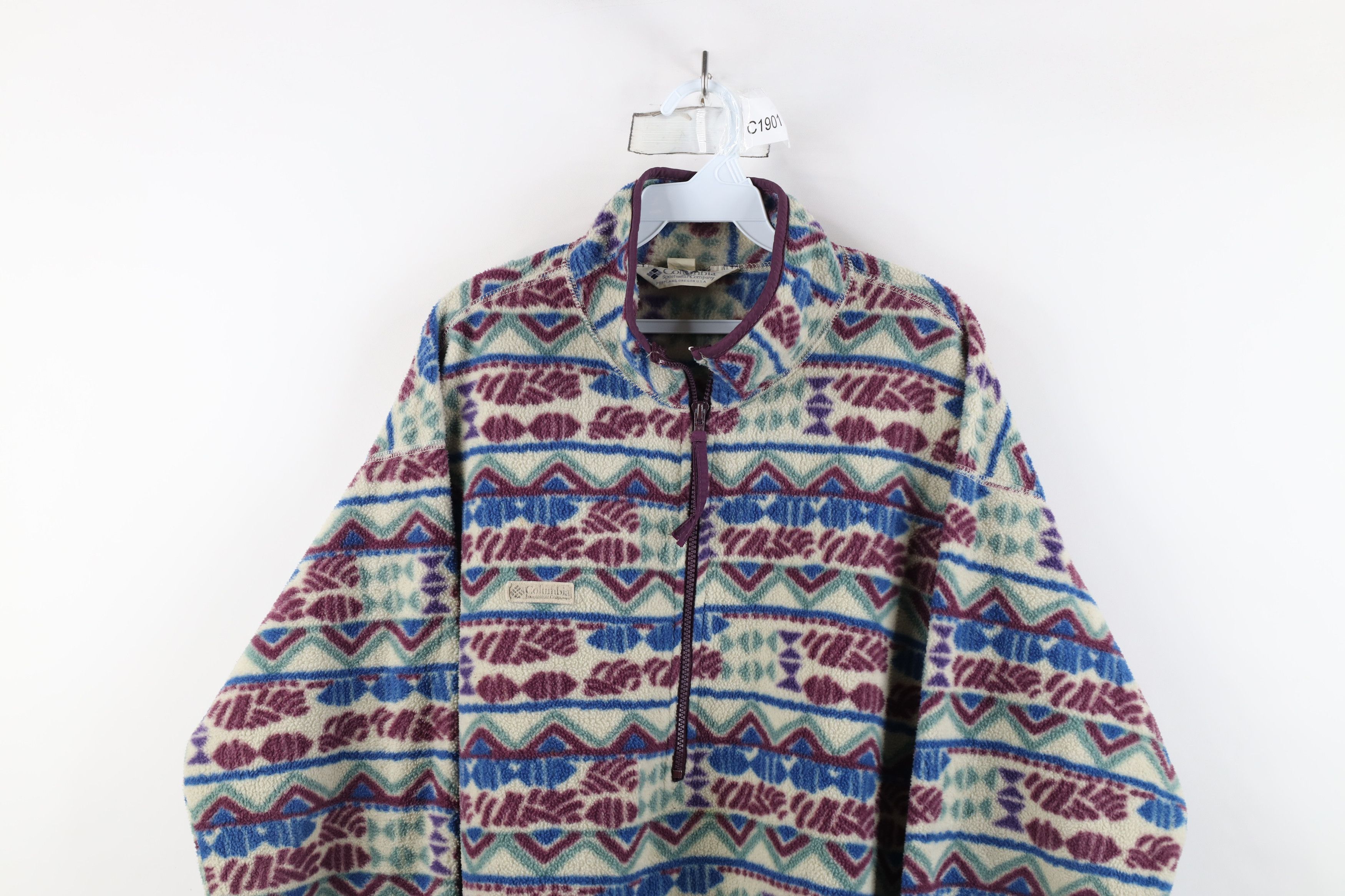 Columbia × Vintage Vintage 90s Columbia Southwestern Zip Fleece Sweater USA Size US L / EU 52-54 / 3 - 2 Thumbnail