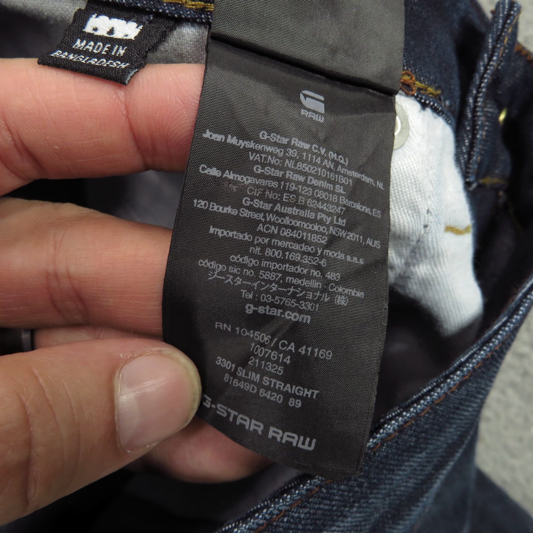 Vintage G-Star RAW 3301 Slim Straight Jeans Mens 32x32 Blue Denim Distressed Faded Logo Patch 5-Pocket Zip Fly Cotton Polyester Elastane Vintage No Size US 32 / EU 48 - 7 Thumbnail