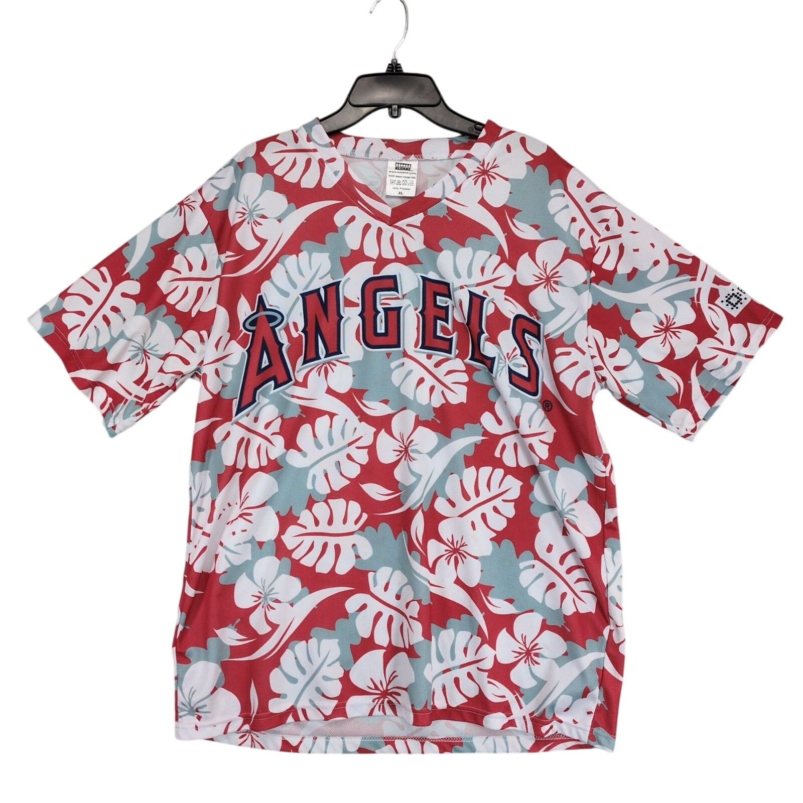 MLB Kloanz Los Angeles Angels Mens XL Red Hawaiian V-Neck Jersey Size US XL / EU 56 / 4 - 1 Thumbnail