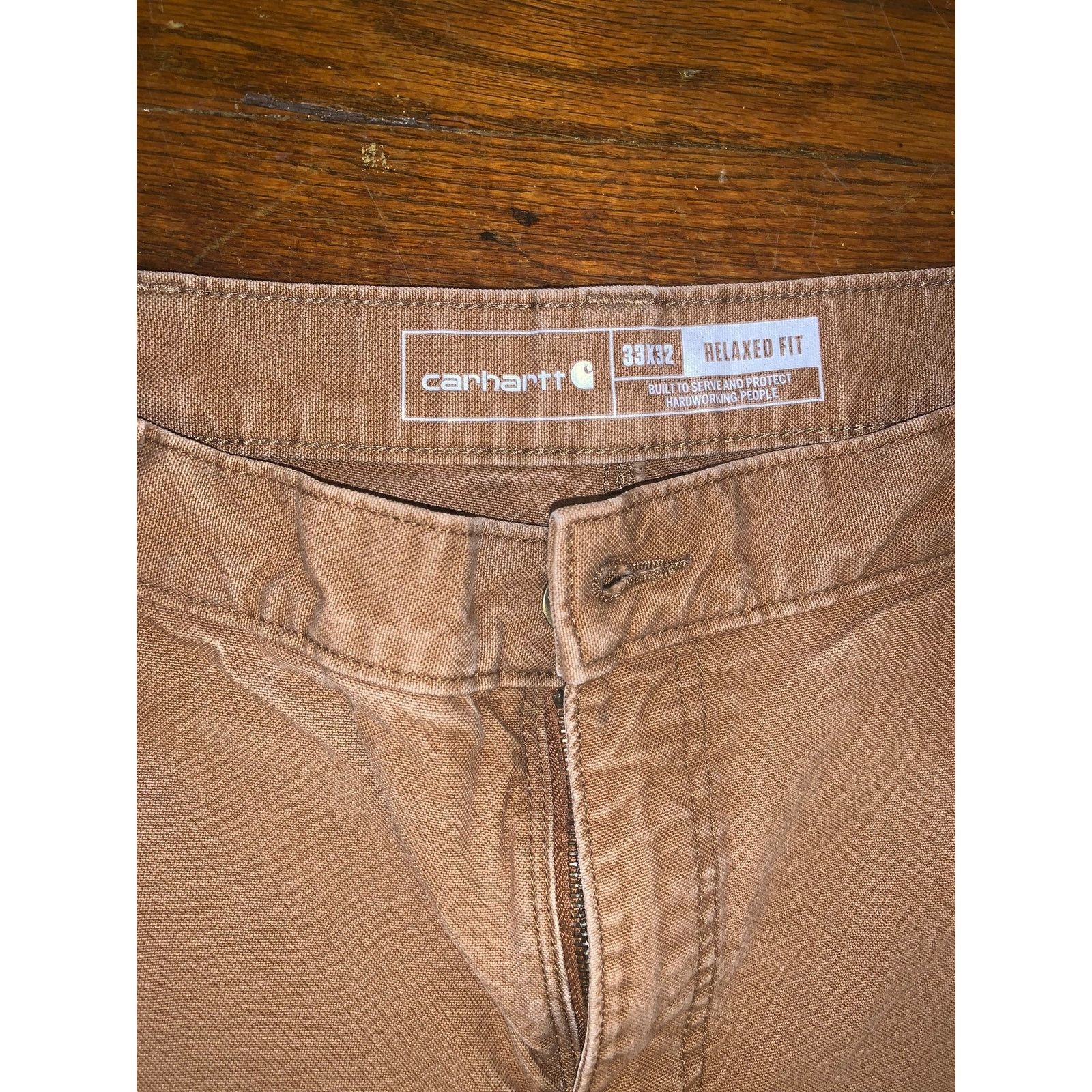 Carhartt Carhartt 103334 Brown Double Front Duck Pants 33X32 Size US 33 - 2 Thumbnail