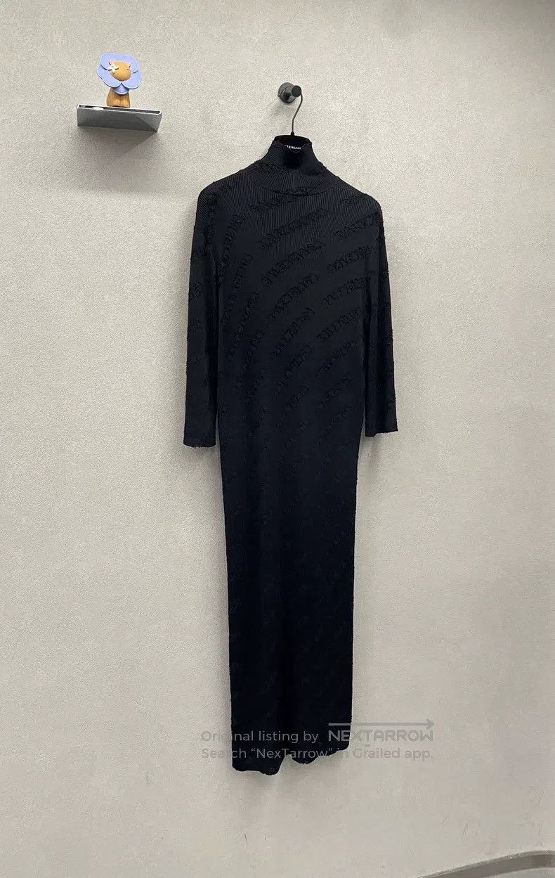 Balenciaga Balenciaga Black Logo Stand Collar Ribbed Mixed Fabric Lon Size S / US 4 / IT 40 - 3 Thumbnail